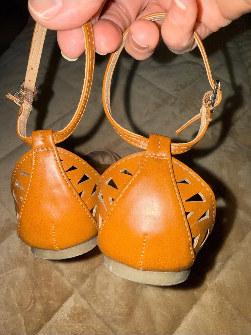 Madden Girl Brown huarache style Cutout Ankle-Strap Flats